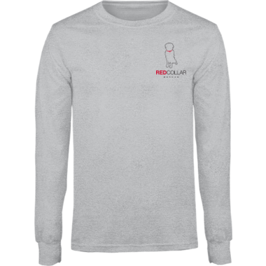 Cotton Long Sleeve Tee W/Logo On Front & Back (Men/Youth) in Light Gray